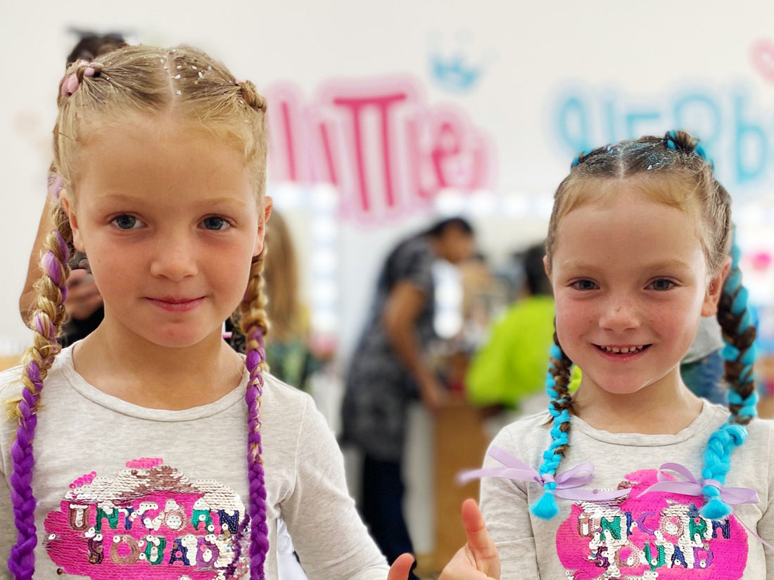 2 girls with coloured hair extensions or mermaid hair during the Perth school holidays