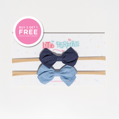 Little Herberts Linen Bow Headbands (Pack of 2)