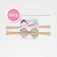Little Herberts Linen Bow Headbands (Pack of 2)
