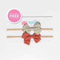 Little Herberts Linen Bow Headbands (Pack of 2)
